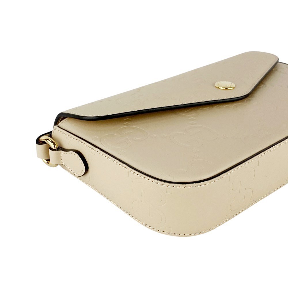 Gucci GG Super Shoulder Bag Leather Beige - Picture 4 of 10